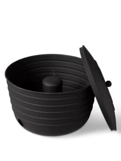 Matte Black Ribbed Hose Pot With Lid -Backyard Bloomers 8611991 5868 tif