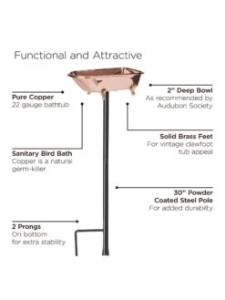 Copper Bathtub Birdbath -Backyard Bloomers 8612202 06v