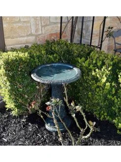 Exaco Enduro Clay Birdbath -Backyard Bloomers 8612394gy 02v