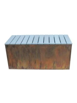 Nice Corten Trough Planters With Bench Top -Backyard Bloomers 8612399 01v