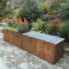 Nice Corten Trough Planters With Bench Top -Backyard Bloomers 8612399 03v