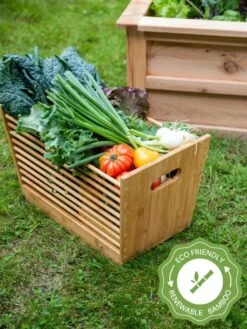 Bamboo Garden Stool And Basket Combo