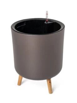 Ava Self-Watering Round Planter -Backyard Bloomers 8612692 298 ava self watering round planter coffee