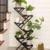 Crisscross Cascading Plant Stand With Black Trays