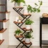 Crisscross Cascading Plant Stand With Copper Trays