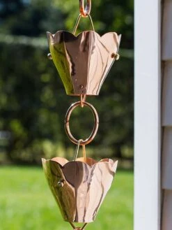 Tulip Pure Copper Rain Chain, 8.5' -Backyard Bloomers 8612740 02v