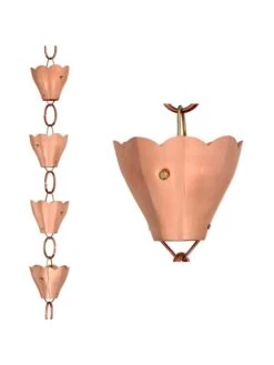 Tulip Pure Copper Rain Chain, 8.5' -Backyard Bloomers 8612740 03v