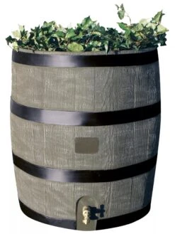 Round Rain Barrel With Planter, 35 Gallons -Backyard Bloomers 8612856BK 08V tif