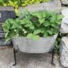 Achla Designs Mini Oval Galvanized Tub With Folding Stand 1 Achla Designs Mini Oval Galvanized Tub With Folding Stand -Backyard Bloomers 8612906 02v achla designs mini oval galvanized tub with folding stand