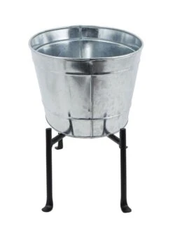 Achla Designs Mini Oval Galvanized Tub With Folding Stand -Backyard Bloomers 8612906 05v