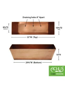 Achla Designs Plain Copper Plated Flower Box, Large 9 Achla Designs Plain Copper Plated Flower Box, Large -Backyard Bloomers 8612915 03v
