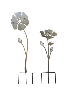Poppy Garden Stakes Set Of 2 -Backyard Bloomers 8613140 7822