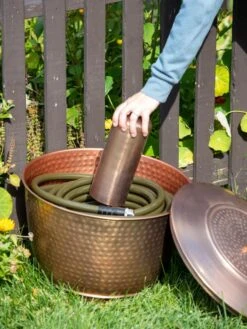 Hammered Copper Hose Pot With Lid -Backyard Bloomers 8613311 0019